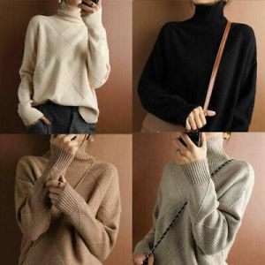 Sweater Winter Women Knitted Pure Color Turtleneck Autumn Loose Sweater