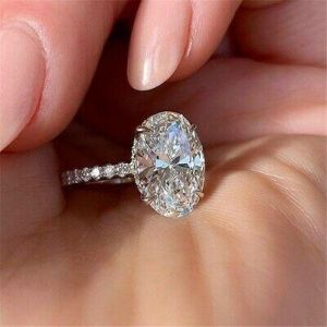 Elegant Women 925 Silver Rings Oval Cut White Sapphire Jewelry Gift Sz 6-10