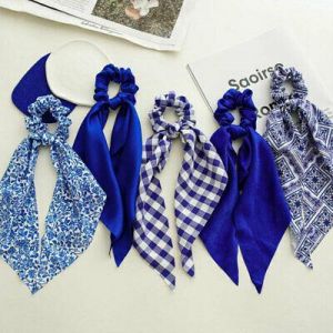 KOKY תכשיטים/Accessories Women&#039;s Blue Series Scrunchies Fashion Coarse Lattice Elastic Hair Accessories