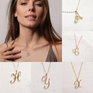 English Letters A-Z Women Necklace Pendant Gold Chain Jewelry Accessories Gift