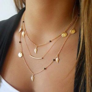 New Women 3 Layers Chain Necklace Gold Color Alloy Jewelry Accessory Party Dress