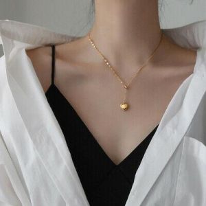 Gold Plated Simple Fashion Jewelry Heart Necklace Heart Chocker Clavicle Chain