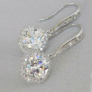 Elegant 925 Silver Drop Earrings for Women Cubic Zirconia Jewelry A Pair/set