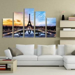 KOKY ציוד של הבית/חדר שינה/מטבח Paris Eiffel Tower Paintings Art 5 Pcs Print Picture Home Room Decor No Framed