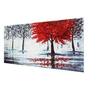 KOKY ציוד של הבית/חדר שינה/מטבח Red Forest Canvas Modern Home Wall Decor Art Paintings Picture Print Unframed