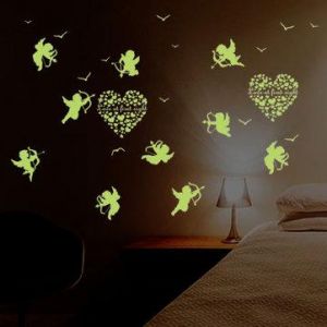 KOKY ציוד של הבית/חדר שינה/מטבח Cupid Wall Sticker Glow In The Dark Luminous Fluorescent Baby Wall Stickers Home Decor Decals