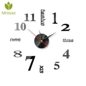 KOKY ציוד של הבית/חדר שינה/מטבח 3D Acrylic DIY Large Wall Clock Mirror Surface Sticker 5 Color Home Office Decor