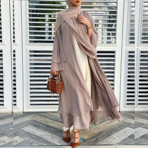 KOKY מוצרים של מוסלמים Chiffon Open Abaya Kimono Dubai Turkey Kaftan Muslim Cardigan Abayas Dresses For Women Casual Robe Femme Caftan Islam Clothing