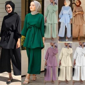 KOKY מוצרים של מוסלמים Eid Mubarek Abaya Turkey Hijab Two-piece Muslim Sets Dress Caftan Kaftans Islamic Clothing Abayas For Women Musulman Ensembles