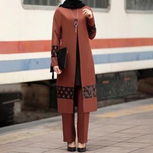 Aid Two Piece Muslim Sets Abaya Women Musulman Ensembles Turkey Hijab Dress Caftan Moroccan Kaftan Islam Clothing Abayas Suits