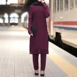 KOKY מוצרים של מוסלמים Two Piece Sets Tops and Pants Women Turkey Muslim Abaya Split Abaya Dresses Ramadan Moroccan Kaftan Islamic Clothing Dress Sets