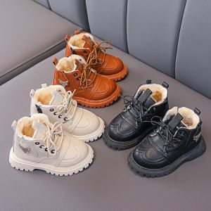 KOKY נעליים Kids Winter Cotton Boots New Children&#x27;s Boys&#x27; Shoes Korean Martin Boots Girls&#x27; Short Boots Warm Boots size 21-30