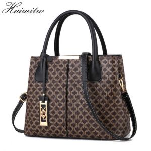 KOKY תיקים HUIUEITW 2021 Fashion Women Handbags Tassel PU Leather Totes Bag Top-handle Embroidery Bag Shoulder Bag Lady Simple Style