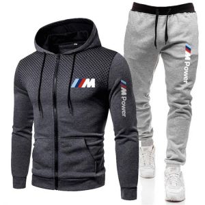 KOKY בגדים לגברים New Men &#x27;s Sets Hoodies+Sweatpants Sport Suits Zipper Sweatshirts Set BMW 2-Piece Set Tracksuit Men Sportswear Brand Clothin