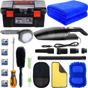 LIANXIN Car Cleaning Tools Kit -High Power Handheld Vacuum，Car Cleaning Tools with Soft Microfiber Cloth Towels, Car Wash Sponge