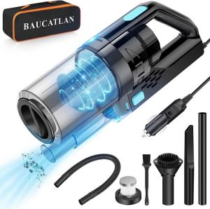 Baucatlan Car Vacuum with Powerful Suction, Portable Car Vacuum Cleaner with 16.4 Ft Corded, 12V/150W/7500PA, Car Cleaning Kit wit