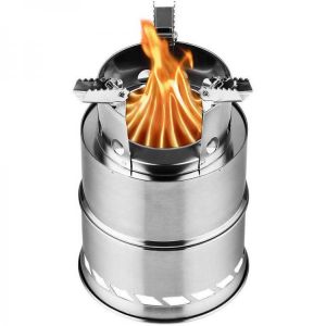 KOKY ציוד של רכבים/טיולים Portable Outdoor Camping Stove Wood Burning Mini Lightweight Stainless Steel  Stove Picnic BBQ Cooker Travel Adventure Tools
