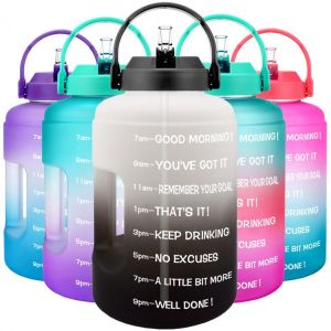 KOKY ציוד של רכבים/טיולים QuiFit 2.5L 3.78L Wide Mouth Gallon Motivational Water Bottle With Straw BPA Free Sport Fitness Tourism GYM Travel Times Jug