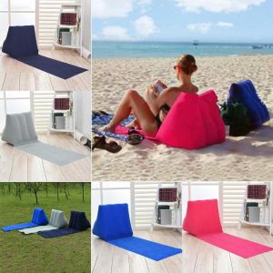 KOKY ציוד של רכבים/טיולים Foldable Soft Inflatable Beach Mat Festival Camping Leisure Lounger Back Pillow Cushion Chair Seat Air Bed Travel Mattress
